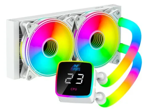 Ant Esports ICE Glow 240 ARGB 240mm ARGB Liquid Cooler/AIO with Display (White)