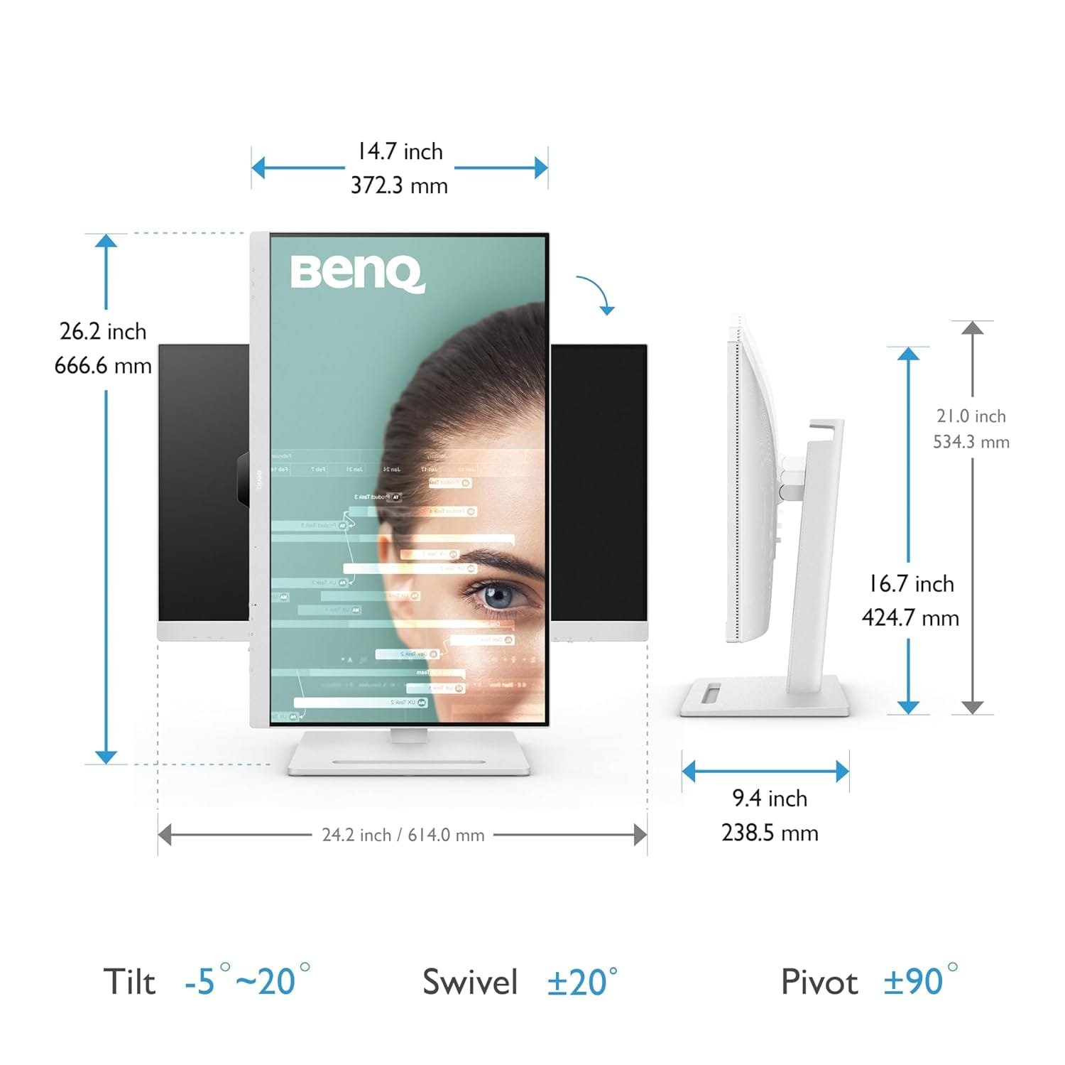 BenQ GW2790QT 27 Inch Qhd Ips Eye-Care Monitor ( White ) - Image 4