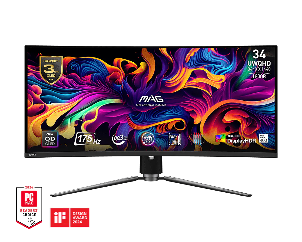 Msi MAG 341CQP QD-OLED 34-Inch UWQHD Curved Gaming Monitor